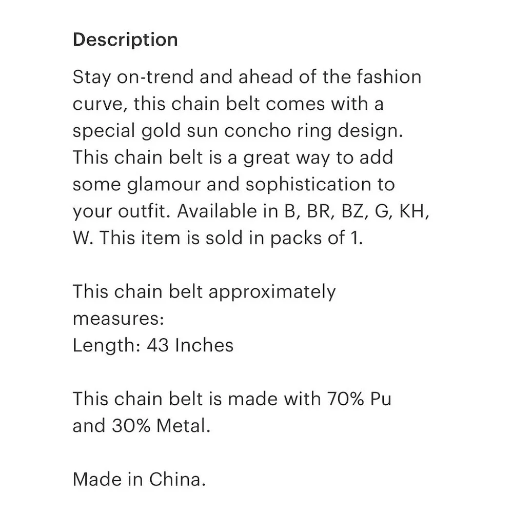 Boho Gold Brown Concho Sun Medallion Chain Link Belt Western Hippie Festival